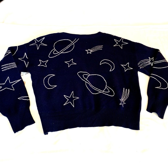 Button-Front Cardigan, Universe, Blue/White, Sz M by SO®, NEW, Astrology - Picture 12 of 13